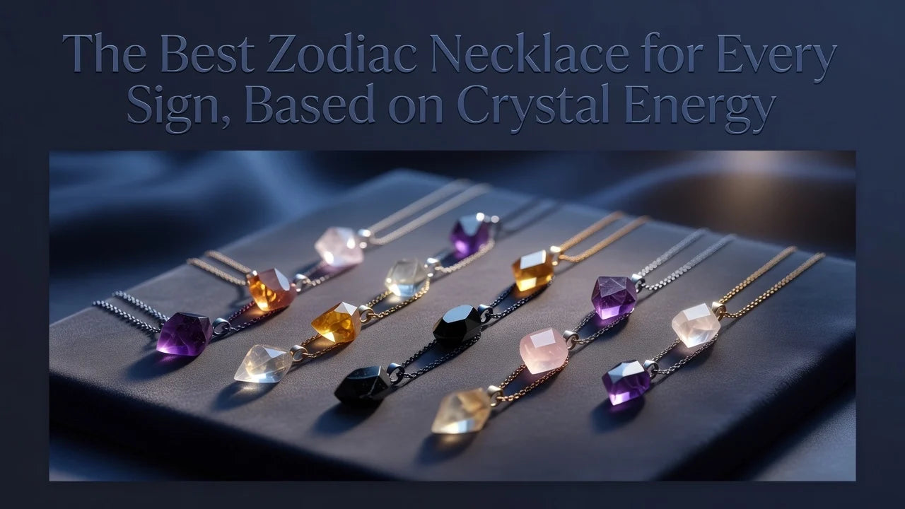 Professional header image for list-based article: The Best Zodiac Necklace for Every Sign, Based on Crystal...