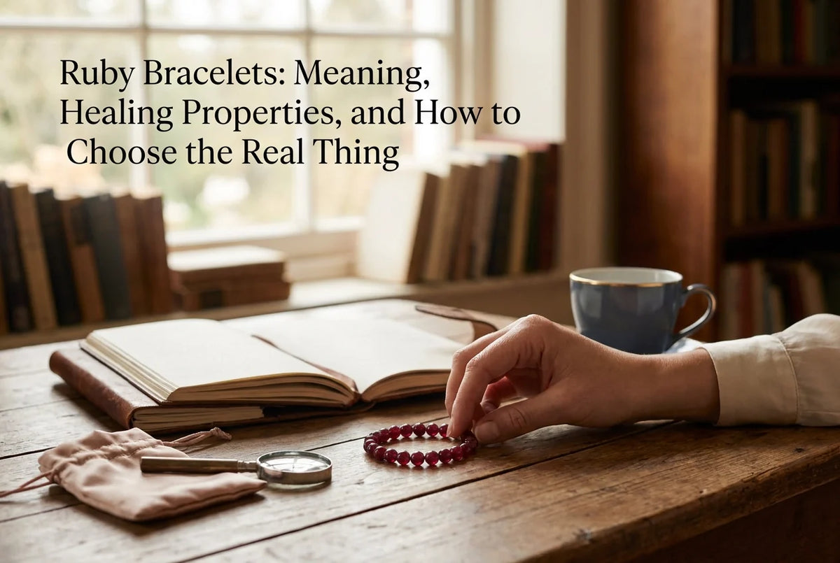 Professional header image for list-based article: Ruby Bracelets: Meaning, Healing Properties, and How to C...