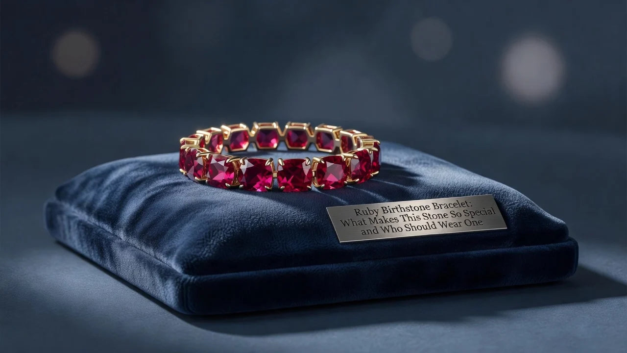 Professional header image for list-based article: Ruby Birthstone Bracelet: What Makes This Stone So Specia...