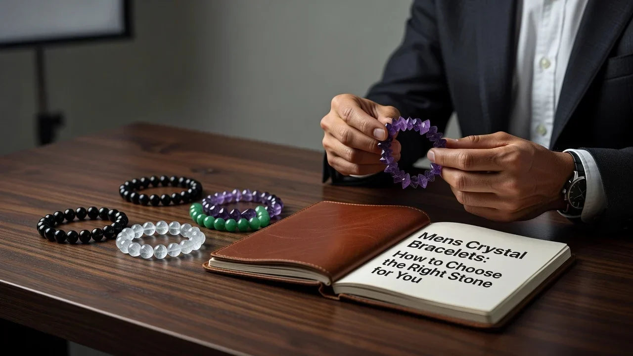 Professional header image for list-based article: Mens Crystal Bracelets: How to Choose the Right Stone for...