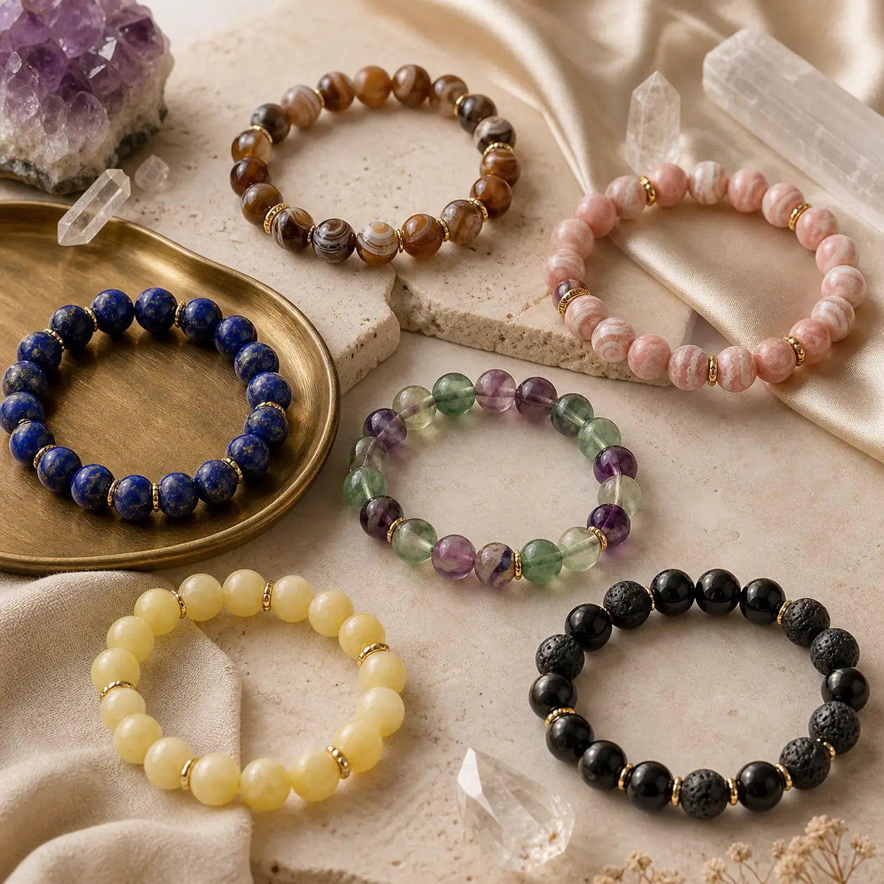 Real Gemstone Bracelets for Healing, Chakra & Zodiac