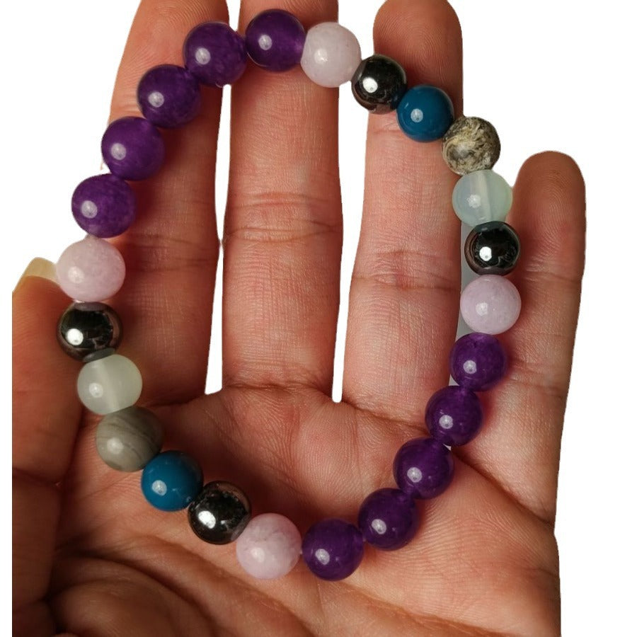 Multi Gemstone Bracelet with Apatite Fluorite Rhodonite and Hematite