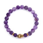 Natural Amethyst Buddha Head Bracelet with 8mm Beads