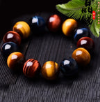 Triple Tiger Eye Bracelet | Red, Blue, and Golden Stones for Inner Power