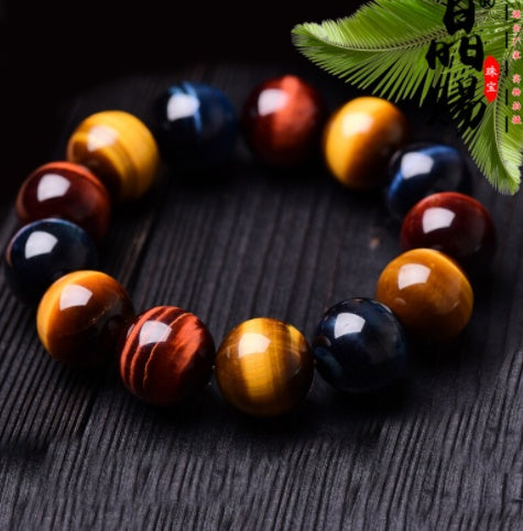 Triple Tiger Eye Bracelet | Red, Blue, and Golden Stones for Inner Power