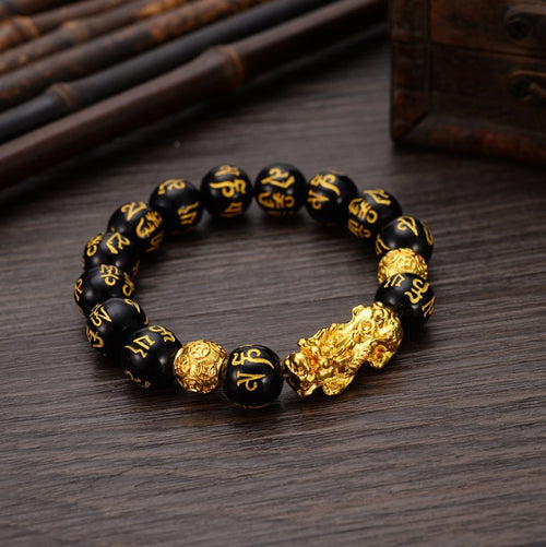 Black Onyx Pixiu Bracelet for Protection and Grounding