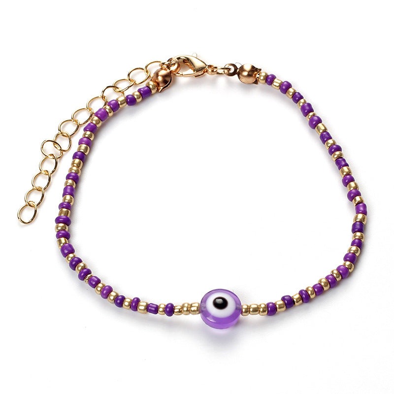 Evil Eye Beaded Bracelet With Gold Tone Accents