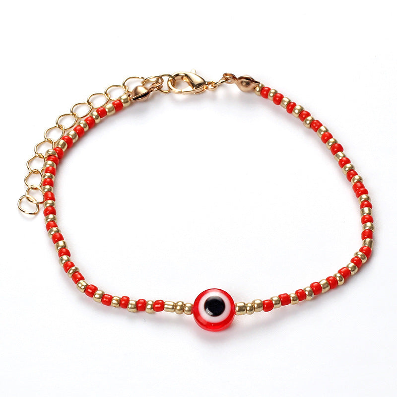Evil Eye Beaded Bracelet With Gold Tone Accents