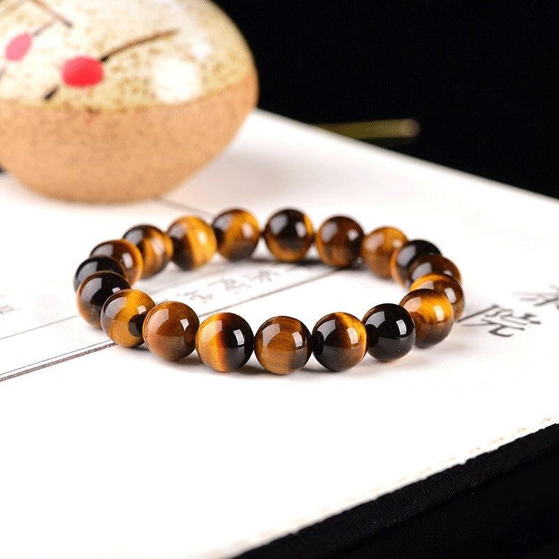 Natural Tiger Eye Bracelet with Polished Beads