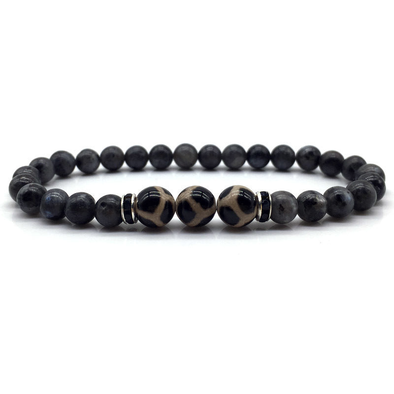 Labradorite Dzi Bracelet with Protective Eye Bead.