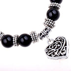 Seven Chakra Natural Stone Bracelet with Heart Charm