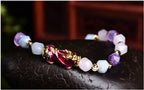 Amethyst Pixiu Bracelet with Modern Geometric Charm