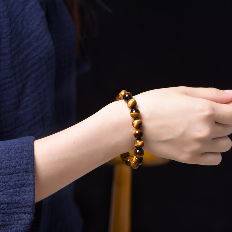 Natural Tiger Eye Bracelet with Polished Beads