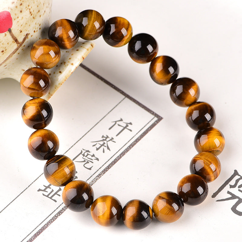 Natural Tiger Eye Bracelet with Polished Beads