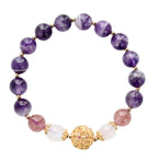 Natural Amethyst Bracelet with Gold Spacers and Center Orb