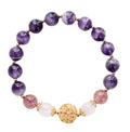 Natural Amethyst Bracelet with Gold Spacers and Center Orb