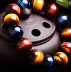 Triple Tiger Eye Bracelet | Red, Blue, and Golden Stones for Inner Power