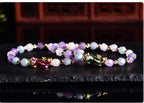 Amethyst Pixiu Bracelet with Modern Geometric Charm