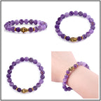 Natural Amethyst Buddha Head Bracelet with 8mm Beads