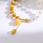 Natural Tiger Eye Pumpkin Charm Beaded Bracelet