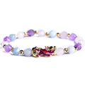 Amethyst Pixiu Bracelet with Modern Geometric Charm