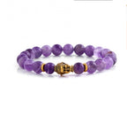 Natural Amethyst Buddha Head Bracelet with 8mm Beads