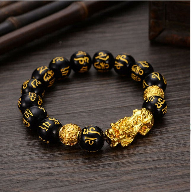 Black Onyx Pixiu Bracelet for Protection and Grounding