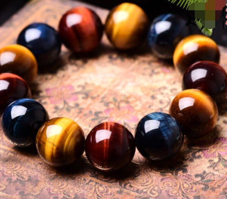 Triple Tiger Eye Bracelet | Red, Blue, and Golden Stones for Inner Power