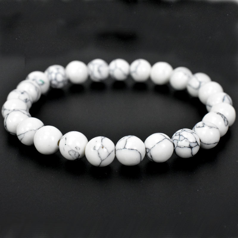 Natural Howlite Bracelet with 8mm White Beads