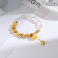 Natural Tiger Eye Pumpkin Charm Beaded Bracelet