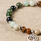 Virgo crystal bracelet highlighting premium healing stones and zodiac charm, crafted for spiritual wellness seekers