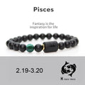 Pisces Zodiac Stretch Bracelet with Engraved Lava Stone