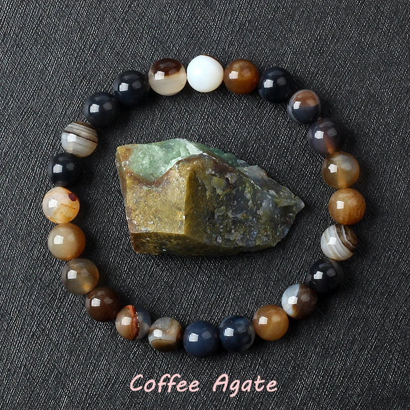 Coffee Agate Bracelet With Polished Earth Tone Beads