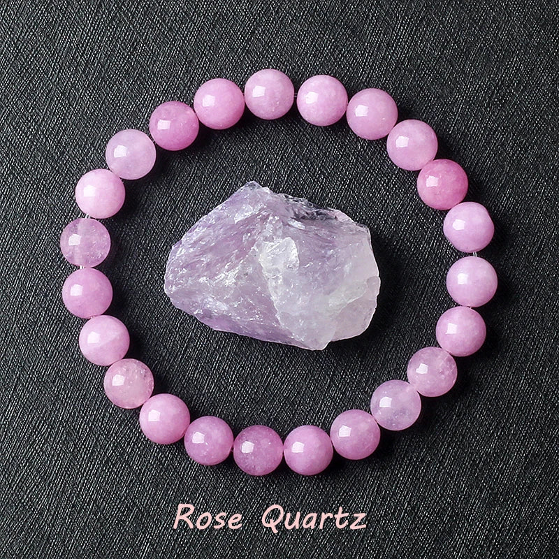 Rose Quartz Stretch Bracelet with Natural Polished Beads