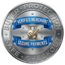 Circular logo with 'Verified Merchant' and 'Secure Payments' text on a white background