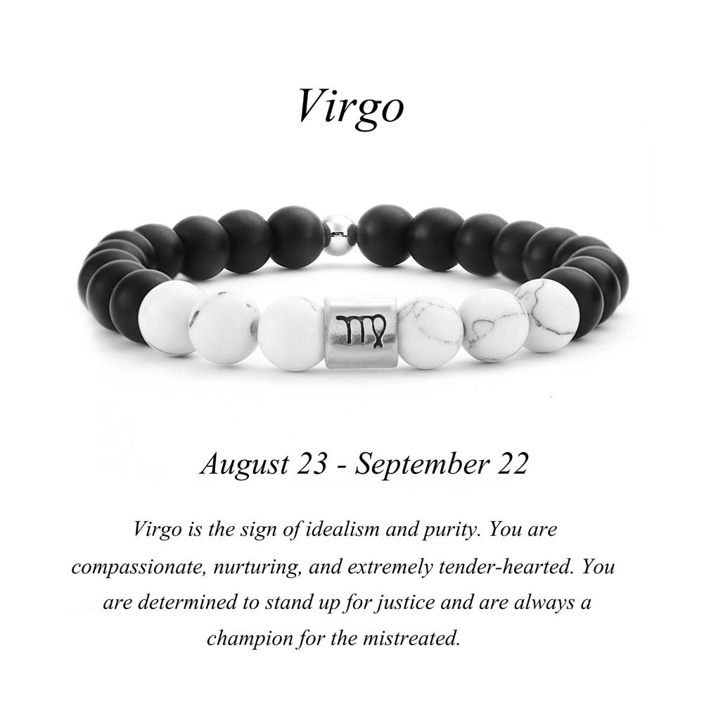 Bracelet with Virgo symbol and description on a white background