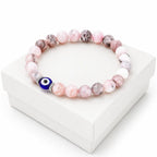Agate evil eye bracelet displayed on luxury gift box, premium crystal jewelry for thoughtful gifting moments