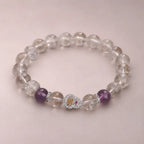 Crystal bead bracelet with amethyst details and healing stones creating peaceful luxury accessory appeal