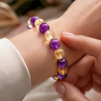 Amethyst citrine bracelet showing detailed faceted gemstone beads with premium crystal shine effect