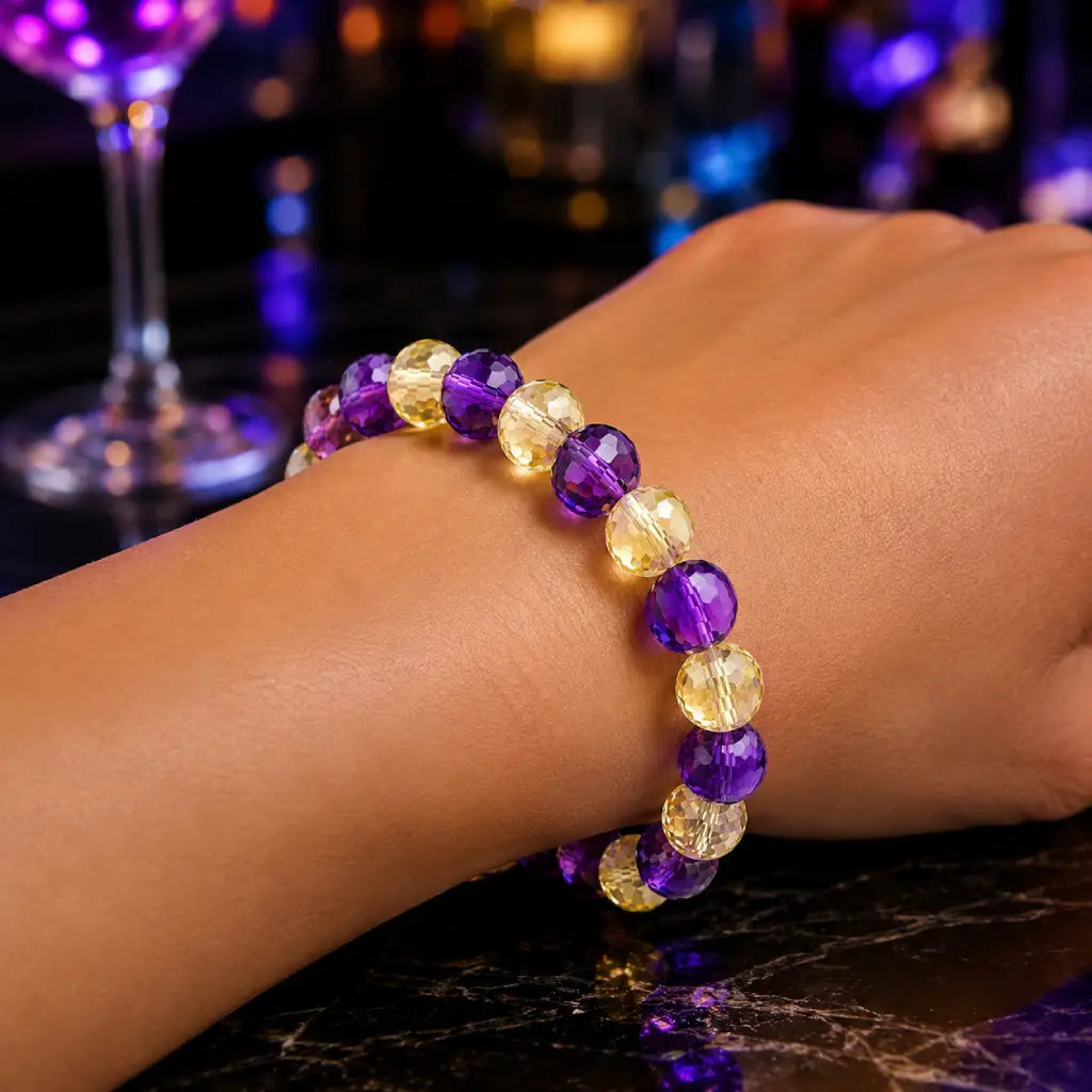 Amethyst citrine bracelet featuring faceted crystal beads with luxury gemstone sparkle for chic styling