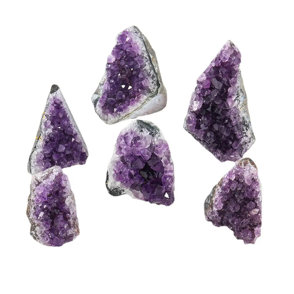 Amethyst Cluster assortment showcasing raw purple crystal specimens with sparkling quartz texture for collectors, gifting, and display.