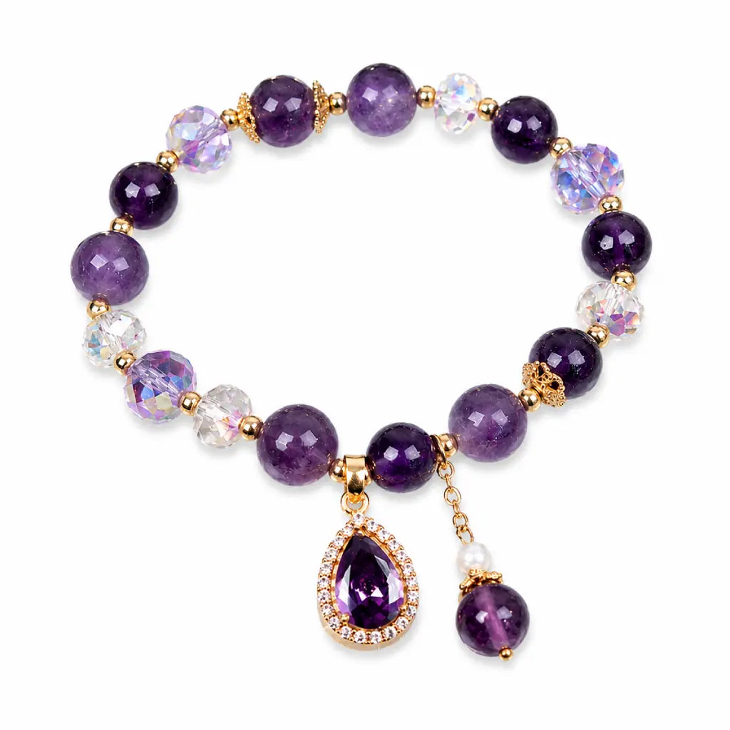 amethyst crystal bracelet with amethyst stone pendant
