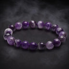 Amethyst jewelry purple gemstone bead bracelet with polished natural crystal design for elegant spiritual fashion wear