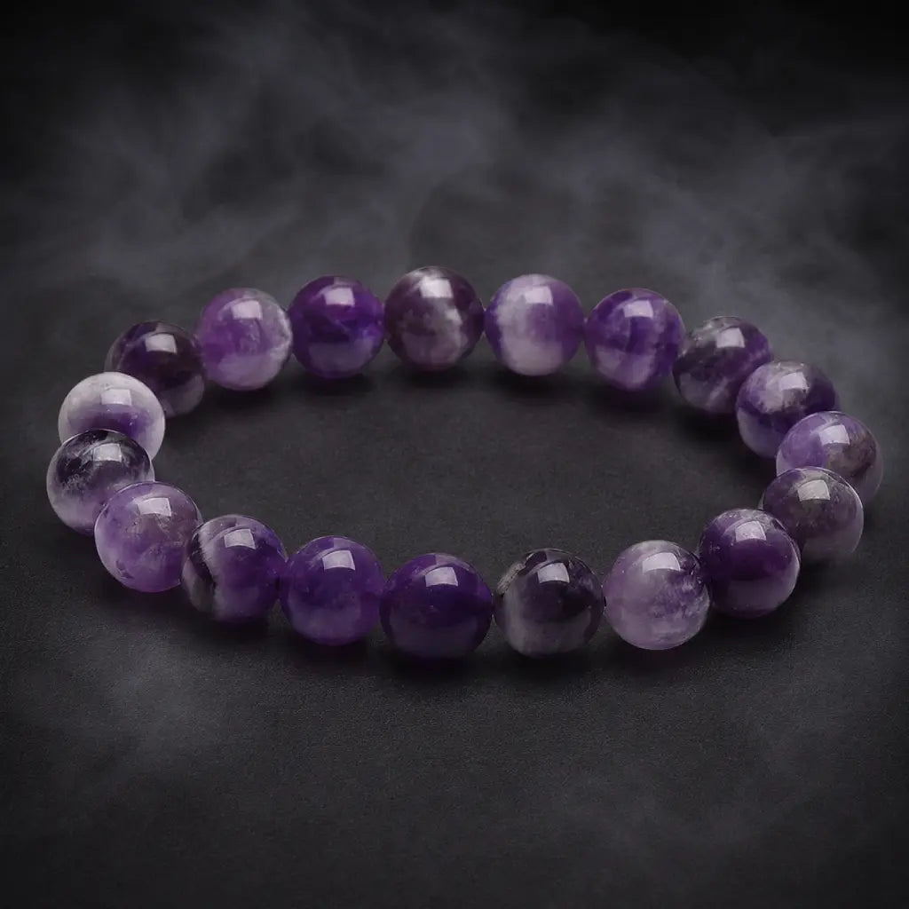 Amethyst jewelry purple gemstone bead bracelet with polished natural crystal design for elegant spiritual fashion wear