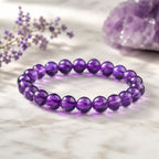 Amethyst jewelry featuring faceted purple gemstone bracelet with crystal healing style for elegant wellness wear