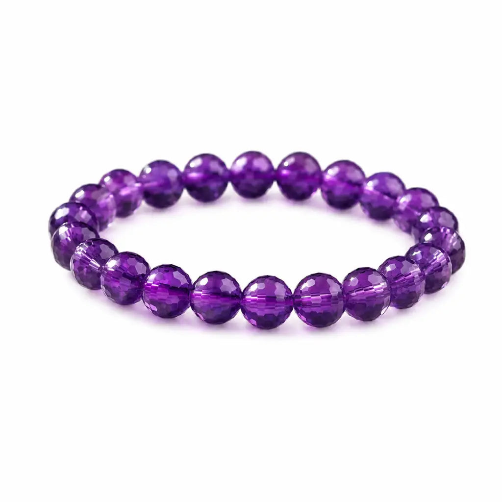 Amethyst jewelry product display with faceted gemstone bracelet and crystal elegance for premium shopping