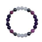Amethyst crystal bracelet in natural lighting with healing gemstone beads for daily elegance and comfort