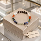 Capricorn zodiac crystal bracelet showcased on a luxury gift box featuring natural gemstone beads for meaningful astrology gifts.