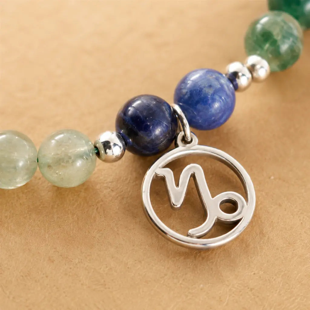 Capricorn zodiac gemstone bracelet highlighting bronzite crystal beads with premium detailing for grounding and confidence.