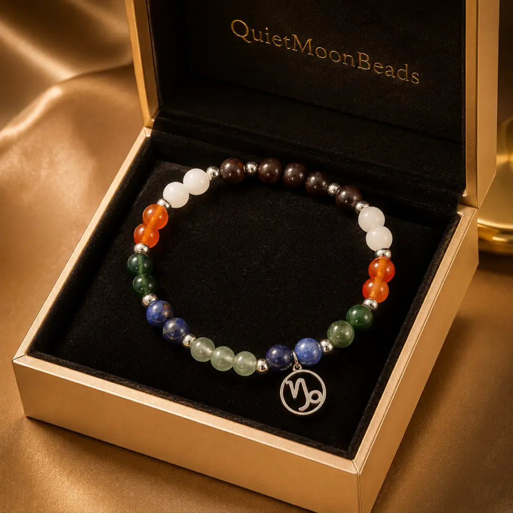 Capricorn zodiac bracelet presented in a luxury gift box featuring premium crystal gemstones for memorable gifting occasions.